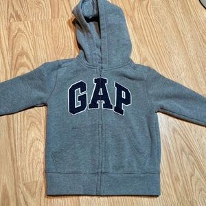 Baby GAP Gray Full Zip Hoodie Sweatshirt Applique‎ Logo Size 2 Years